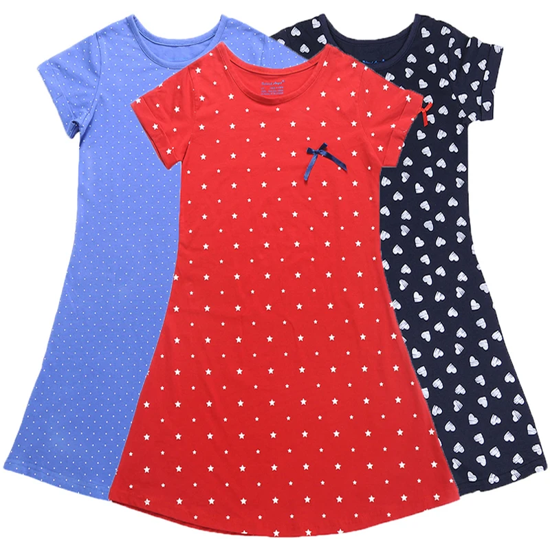 

New Princess Girls Dresses Summer Kids Cotton Clothing Fashion Party Dress Stars Print Toddler Girls Wedding Dress 1-13T