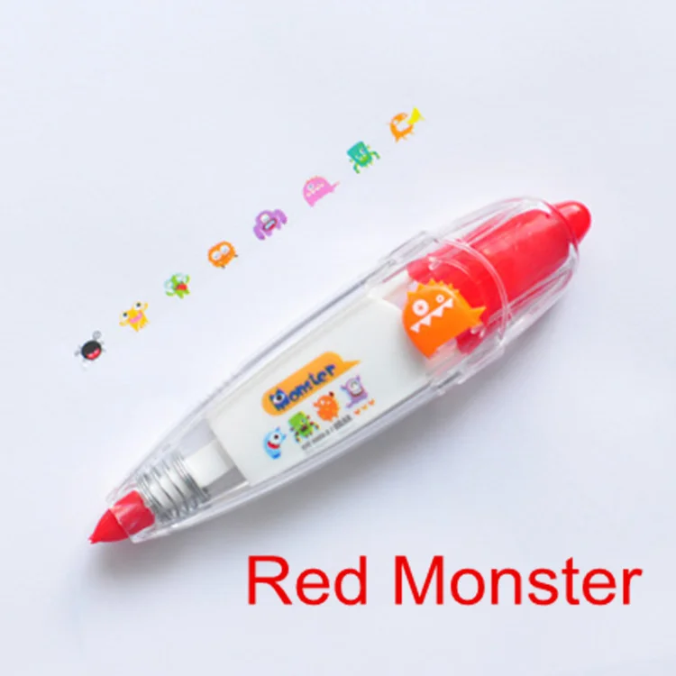Red monster Новая кружевная Корректирующая лента с изображением милых животных, ленты для букв, книг, сделай сам, corretivo escolar fita, канцелярские принадлежности, школьные принадлежности 6562 - Цвет: Red monster