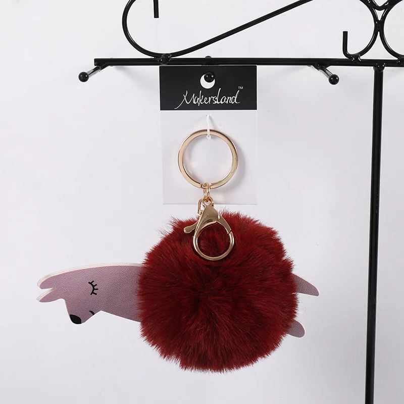 

Makersland Lovely Keychain For Women Animal Keyring For Luggace Bag Car Key Accessories Cute Artifical Fur Ball Keychain 2021