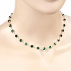 Элегантное Простое Ожерелье-чокер с зеленым кубическим цирконием, модная женская цепочка для свадьбы и помолвки, Очаровательная Женская бижутерия для вечеринки, подарки
