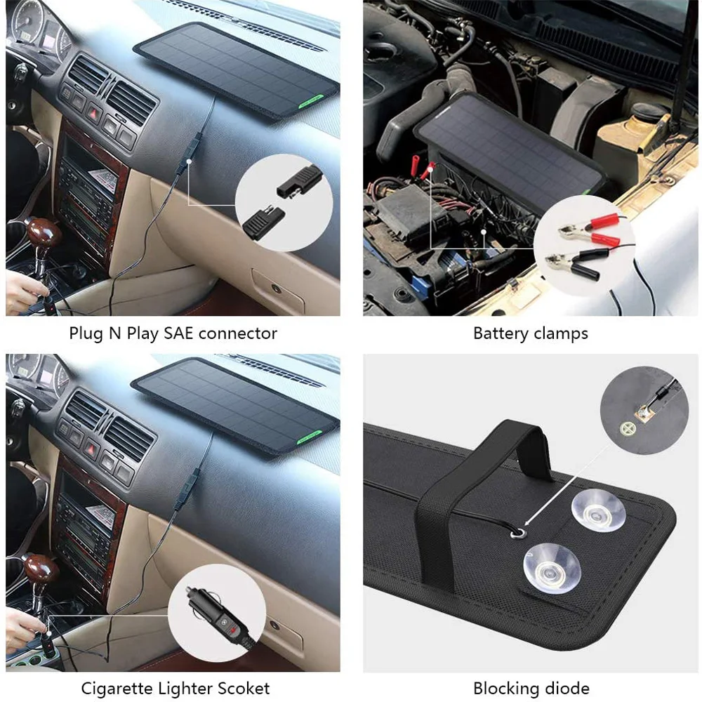 Зарядное устройство на солнечных панелях 7 5 Вт Allpowers для использования в машине