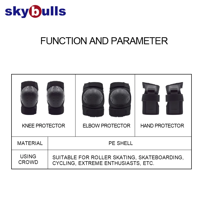 Skybulls 6 шт./компл. катание защитное Шестерни налокотники велосипед скейтборд защитные наколенники, способный преодолевать Броды для взрослых защита безопасности
