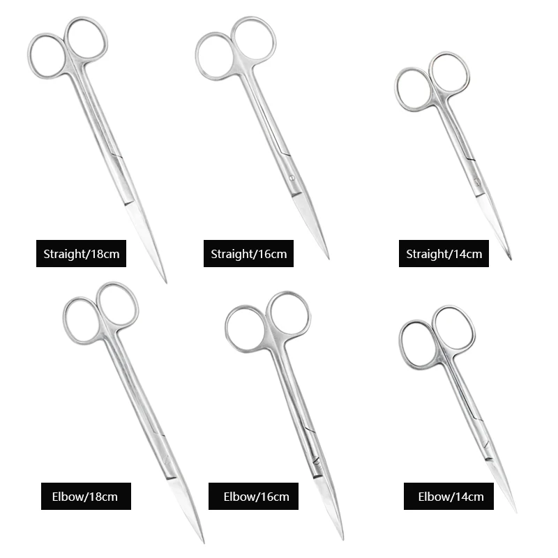 

14cm/16cm/18cm Medical Stainless Steel Veterinary Surgical Scissors Straight Curved Tip Head Pet Animals Farming Tools