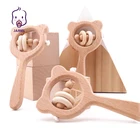 1 шт. детские игрушки для зала древесина бука в виде лап медвежонка для прорезывания зубов деревянные кольца детские погремушки Монтессори коляска игрушки развивающие игрушки для режущихся зубов