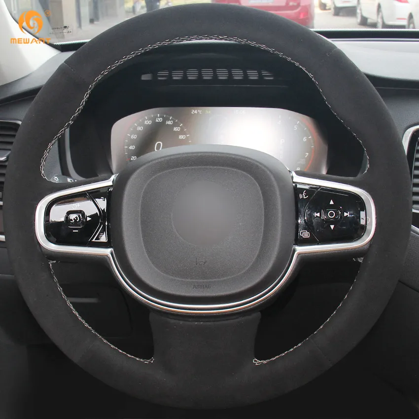 MEWANT черный замшевый чехол рулевого колеса автомобиля для Volvo XC90 2015 2017 аксессуары
