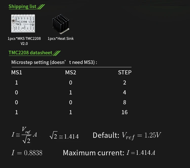 Детали 3D принтера StepStick MKS TMC2208 шаговый Драйвер ультра-тихий шаговый контроллер трубка встроенный драйвер ток 1.4A