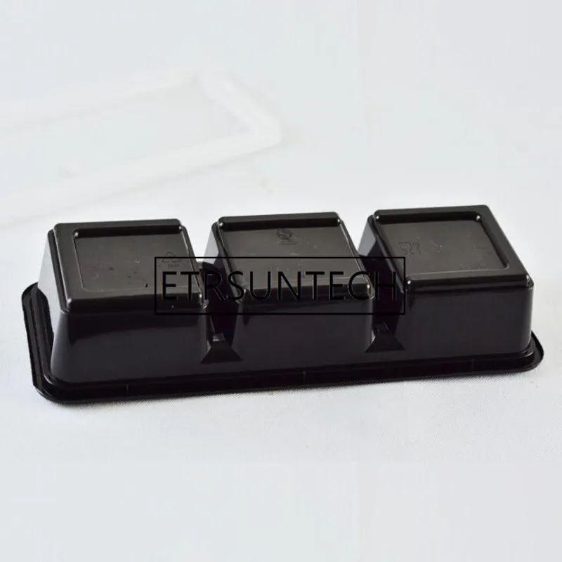 300 наборов пластиковые прямоугольные одноразовые коробки с крышкой для сашими и