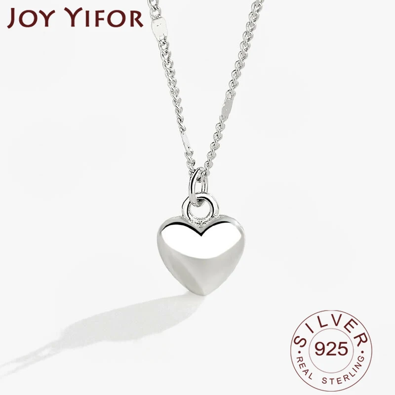 

High Quality Silver Necklace 925 Sterling Silver Heart-Shape Small Pendant Necklaces for Women Valentine's Day Gift