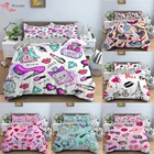 Роскошная губная помада Постельное белье косметический розовый Пододеяльники Крышка для девочек Для женщин подарок кровать набор домашнего текстиля девичьи постельное белье 23 шт