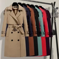 fashion high quality autumn women trench coat with belt classic casual office lady business outwear vintage washed overcoat