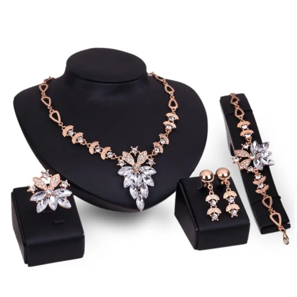 

Women Rhinestone Grape Pendant Necklace Stud Earrings Ring Bracelet Jewelry Set Jewelry Necklace Earring Decoration Chain 2021