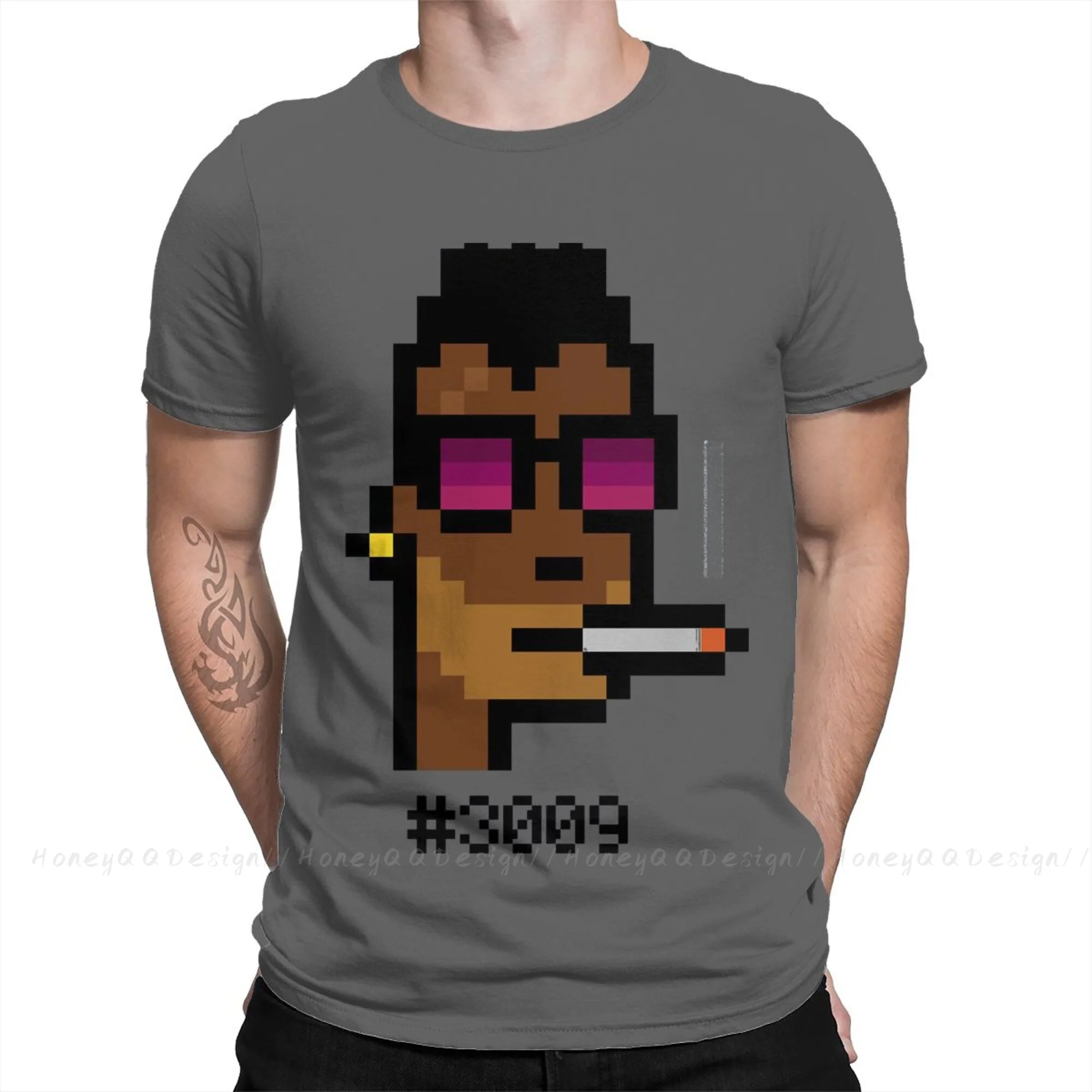 

NFT CryptoPunk YABC Tshirt CryptoPunks #3009 Crewneck Cotton Men Shirts Round Collar Clothing Original