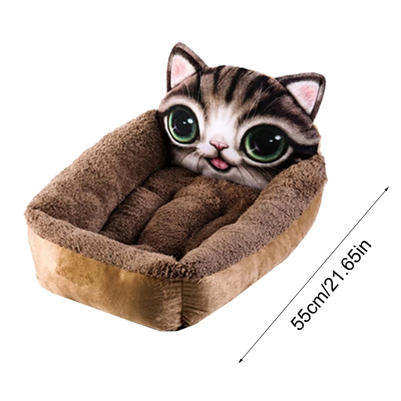 

Cute Cartoon Plush Pet Sleeping Bed Warm Winter Cat Nest Mat Washable Kennel Lovely Dog Bed Sofa Cushion Fluffy Soft