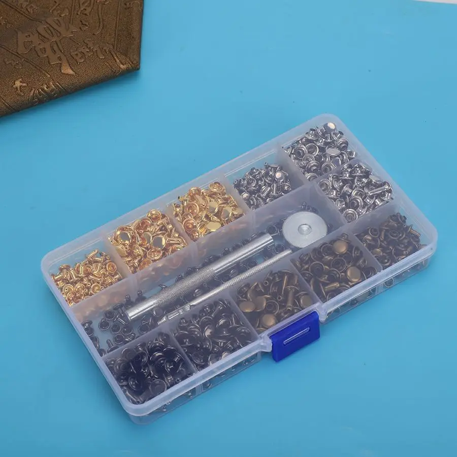 480 комплектов 4 цвета двойная крышка заклепки металлический Набор шпилек для