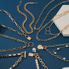 Женское колье с жемчужной цепочкой, винтажное ожерелье с металлической подвеской в виде портрета с замком, ювелирное изделие в стиле хип-хоп, Подарочная бижутерия, 2021