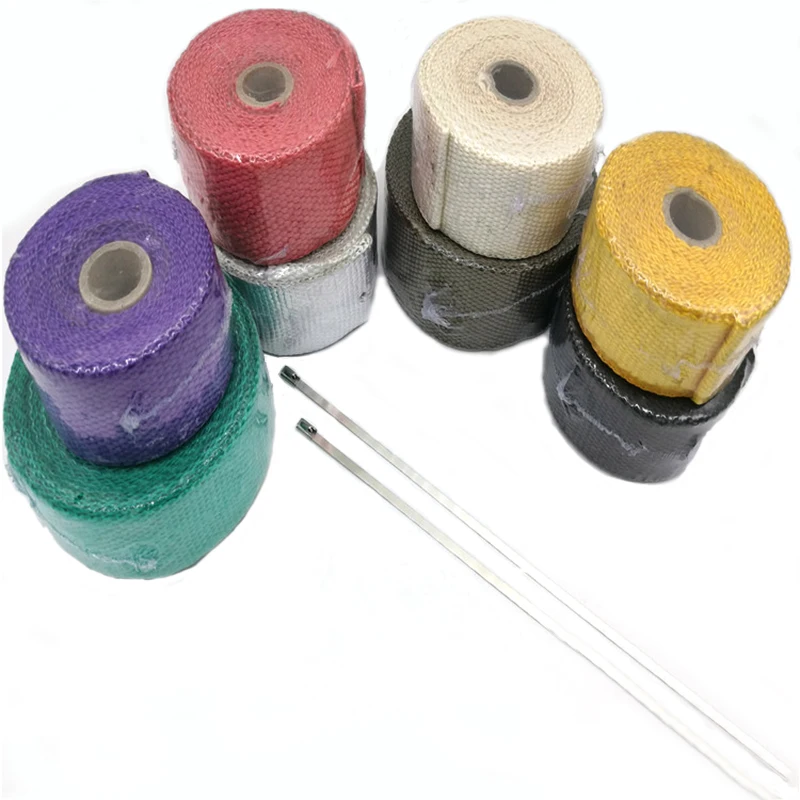 

5M Motorcycle Exhaust Thermal Tape Header Heat Wrap Manifold Insulation Roll Resistant With Stainless Ties Fiber Insulation Tape