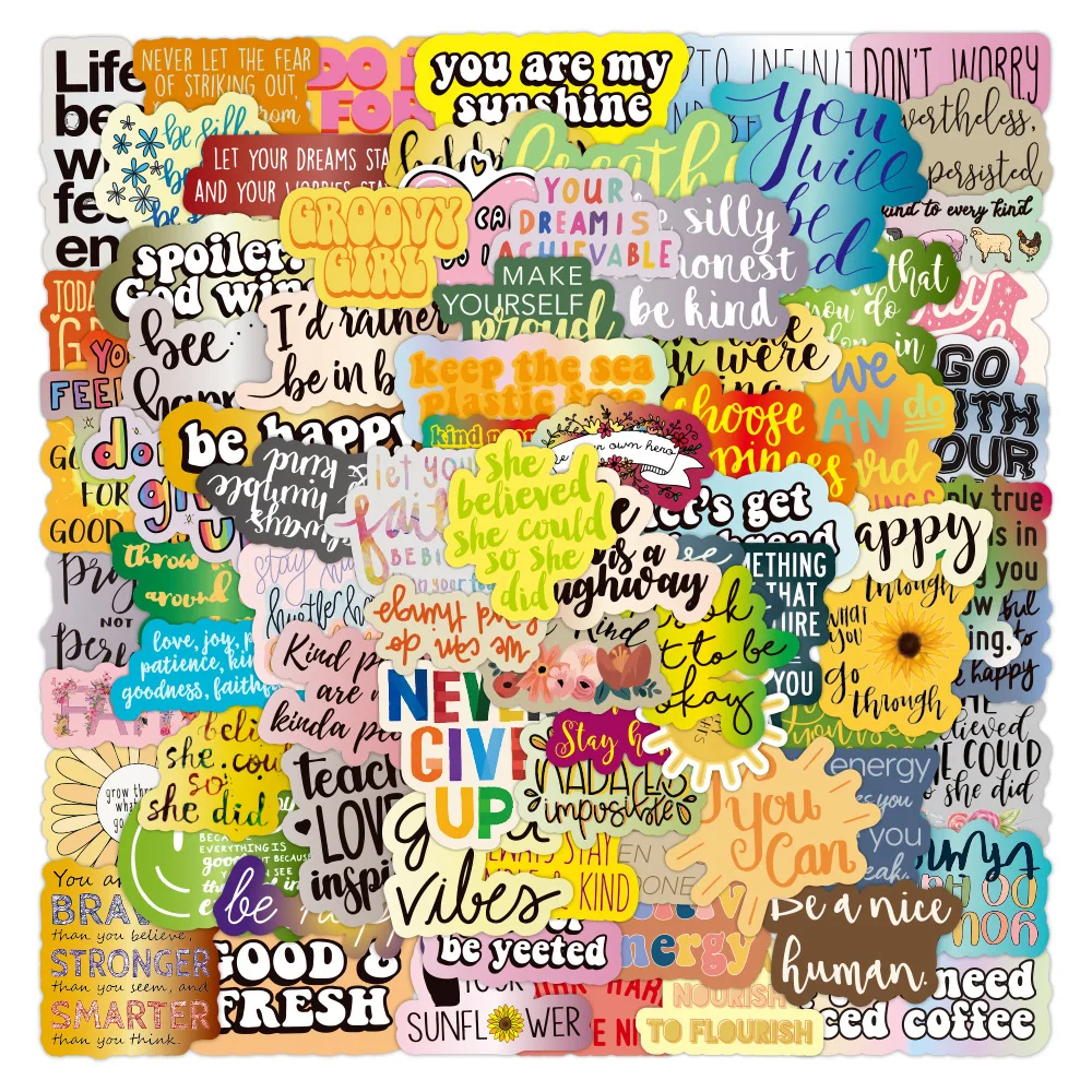 

100pcs/set Inspirational Words Waterproof Stickers for DIY Wall Skateboard Fridge Guitar