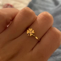 glossy four leaf clover gold ring lucky simple fashion ring plus size rings for men couple rings