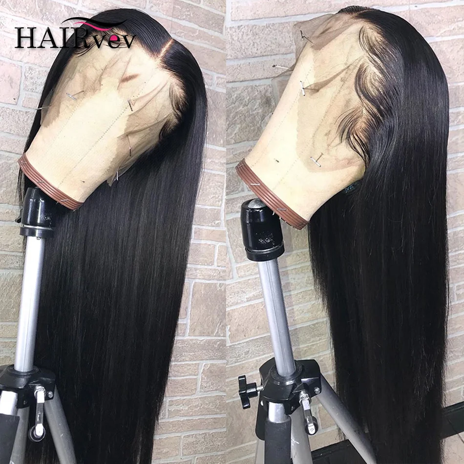 

Bone Straight 13x4 Lace Frontal Human Hair Wigs 1B Black Natural Color HD Lace Front Wig Pre Plucked Indian Remy Hair Swiss Lace