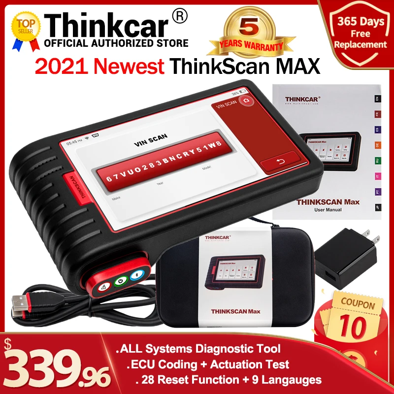ThinkCar THINKSCAN MAX obd2 считыватель кодов сканер полная система с VIN Scan /ECU