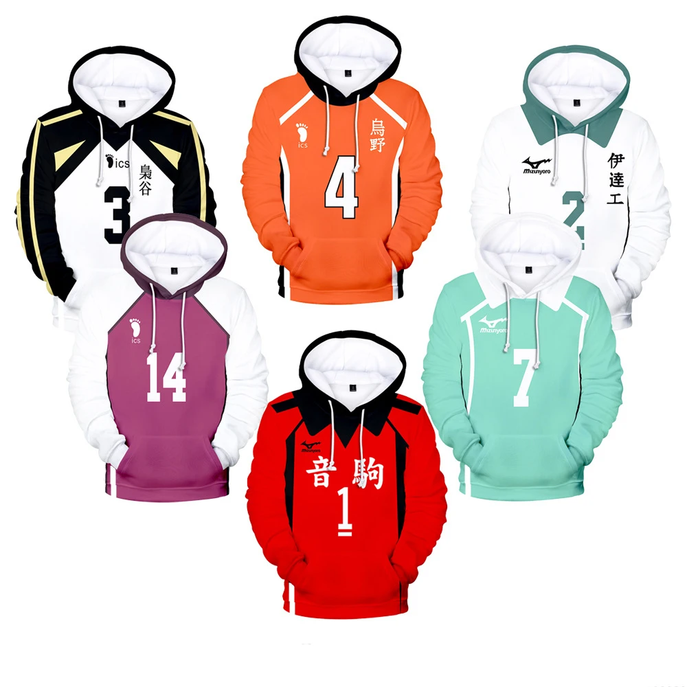 

Anime Hoodie Haikyuu Cosplay Costume Fukurodani Volleyball Club Akaashi Keiji Bokuto Koutarou Teenage 3D Sweatshirt Pullovers
