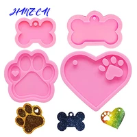 4pcs shiny love bear paw molds for keychains diy dog foot epoxy model resin key keychains moulds silicone custom mold