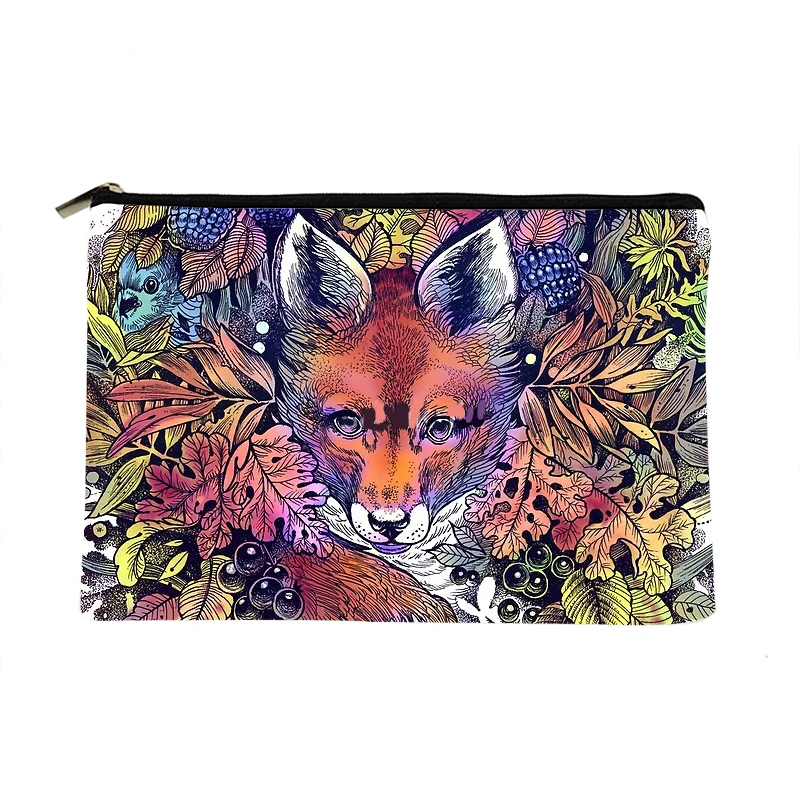 

Women Rainbow Hiding Fox Printed Make up bag Fashion Women Cosmetics Organizer Bag for Travel Colorful Storage Bag for Lady Bag