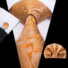 Hi-Tie мужской галстук роскошный оранжевый Пейсли Новинка Шелковый Свадебный галстук для мужчин платок Подарочный комплект запонок деловечерние дропшиппинг