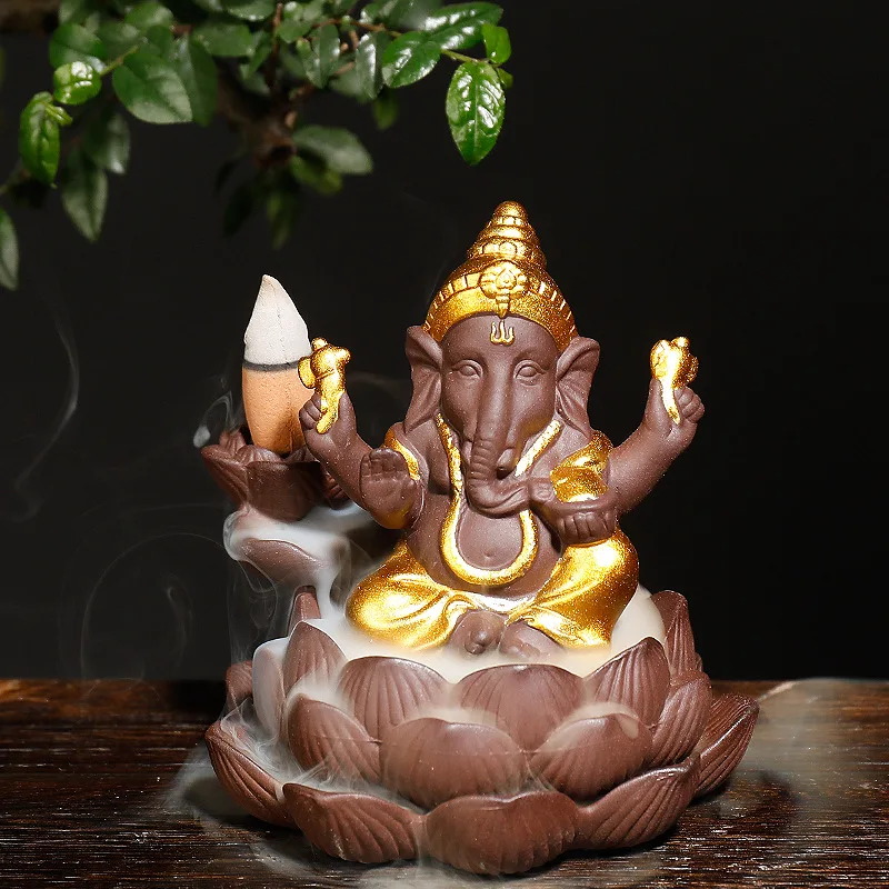 

Ganesha Incense Waterfall Burner Fondant Candle Fountain for Home Zen Garden Incense Holder Incense Zen Candles for Decoration