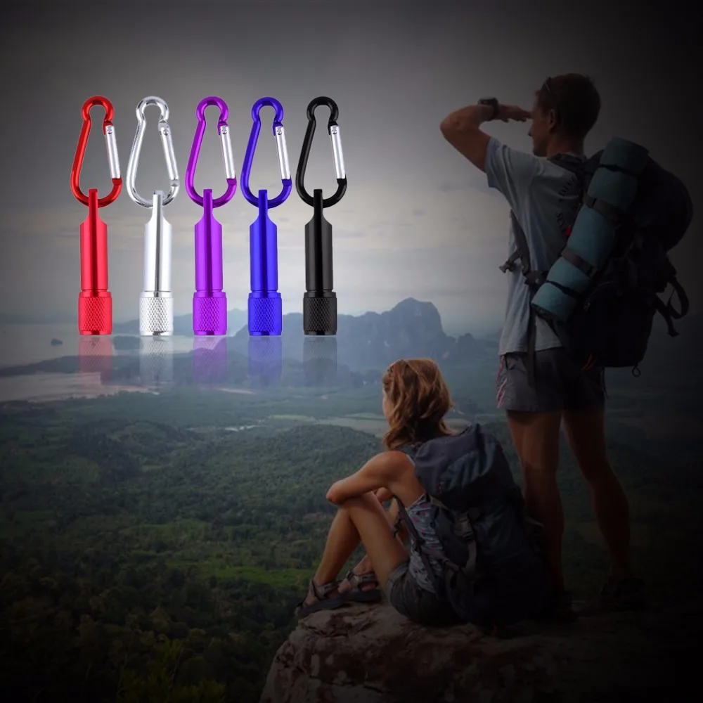 

Mini Flashilight torch Carabiner Keychain Hook Lamp Portable 5 LED Mini Flashlight Light Torch Aluminum Keychain