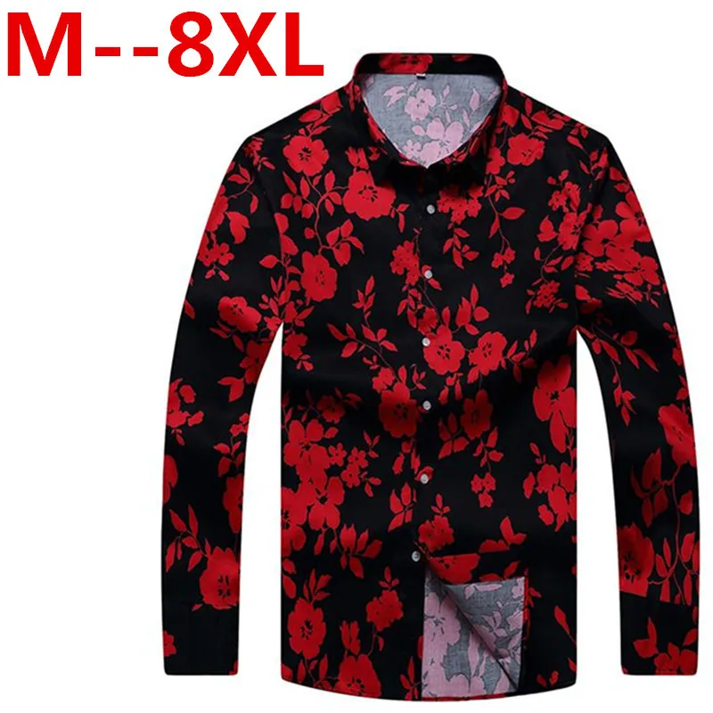 10XL 8XL 6XL Men's Cotton Casual print Shirts Long Sleeve Loose Fit Comfortable Brushed Flannel Shirt Leisure Styles Tops | Мужская