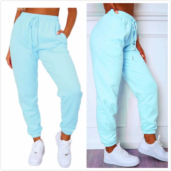 

Women's Casual Loose Sweatpants Leggings Solid Elastic Waist Drawstring Sports Jogger Trousers Female Running Pants 7Color