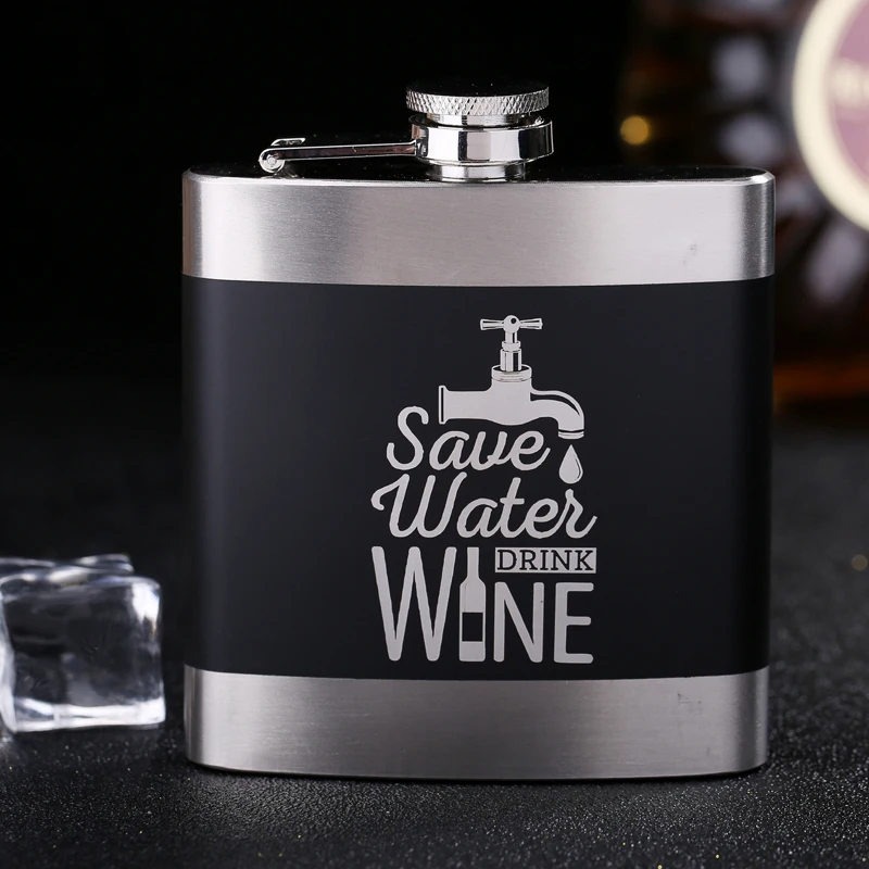 6 унций карманная матовая черная плоская фляжка из нержавеющей стали бутылка для