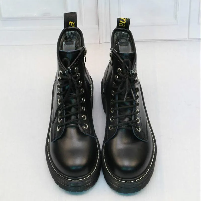 Прямая поставка женские ботильоны Цвет Черный обувь на среднем каблуке со