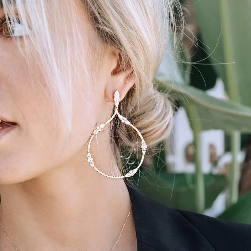 Женские серьги-кольца из розового золота и серебра высокого качества