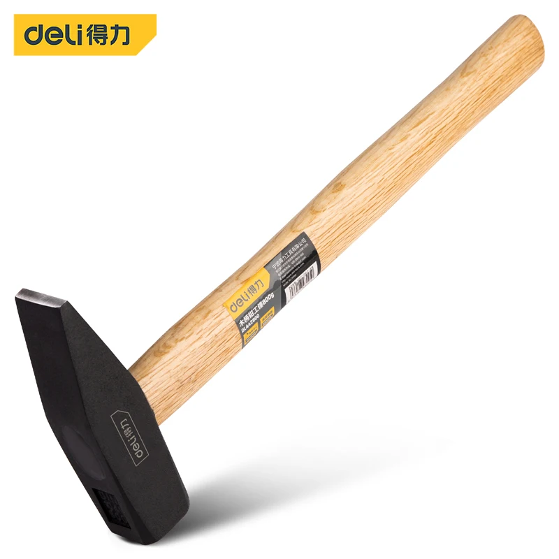 Deli 800g High Quality Durable Construction Metalworking Household Machinist Hammer Wooden Handle Hammer Repair Hand Wood Tools