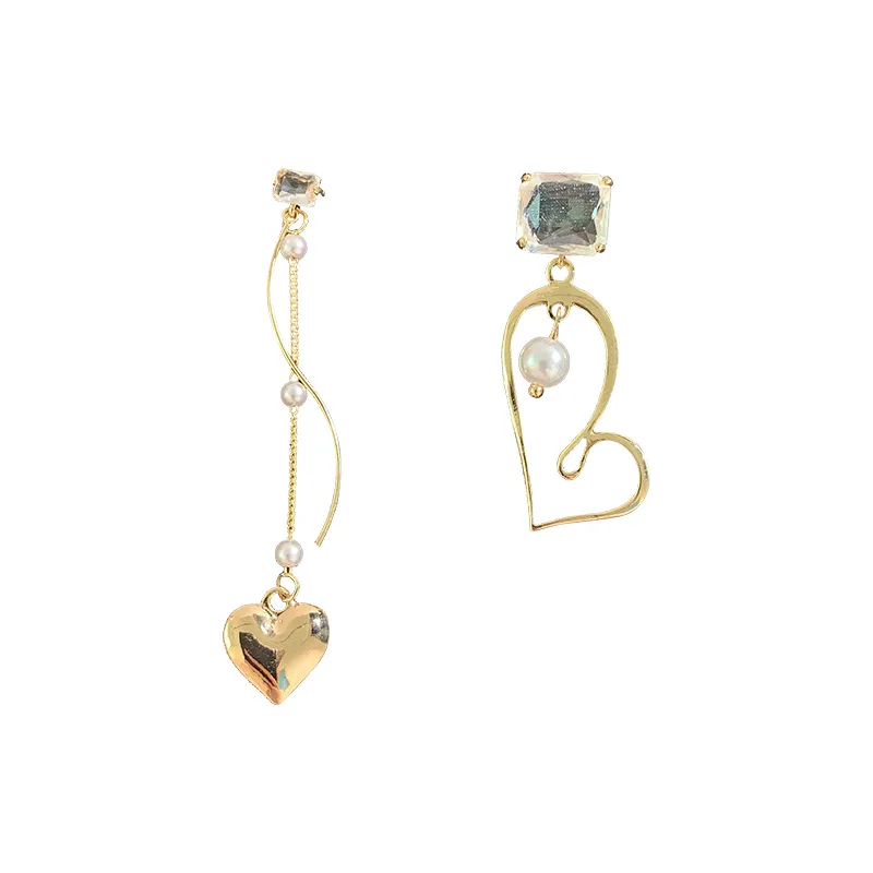 S925 Серебряные иглы любовь жемчужный асимметричные серьги женские Корея новый