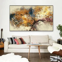 abstract brown trees with yellow leaves canvas painting plant modern wall art print poster and pictures for living room decor