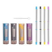 stainless steel straws 304 folding straw easy to clean reusable edible silicon portable collapsible straw metal straws