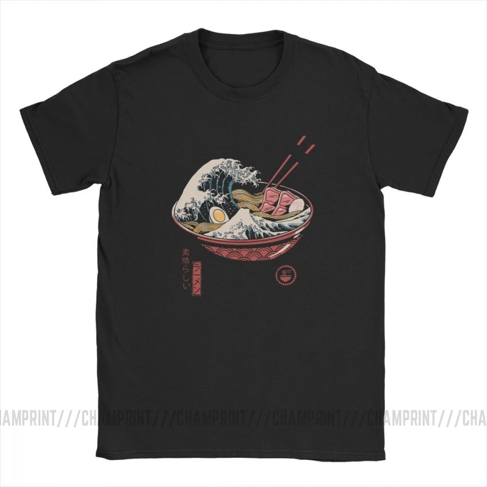 Мужская футболка Great Ramen Wave японская хлопковая Футболка с круглым вырезом и