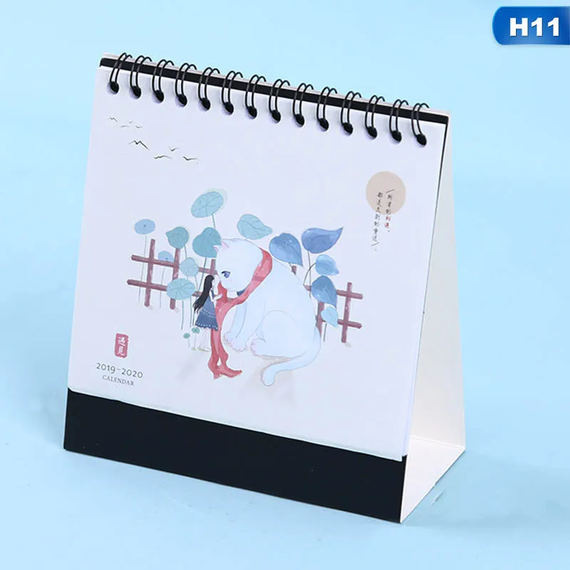 H11 Прекрасный мультфильм стол календарь стол Сделай Сам катушки календари ежедневный планировщик расписаний - Цвет: H11