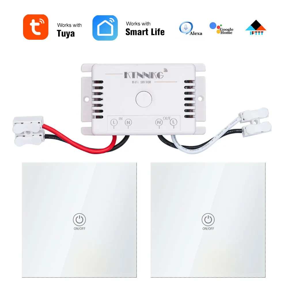 220 V 1 Gang туя приложение Wi-Fi выключатель света Беспроводной удаленного Domotica умный дом лампы Управление релейный модуль для Alexa прямая - Цвет: kit4
