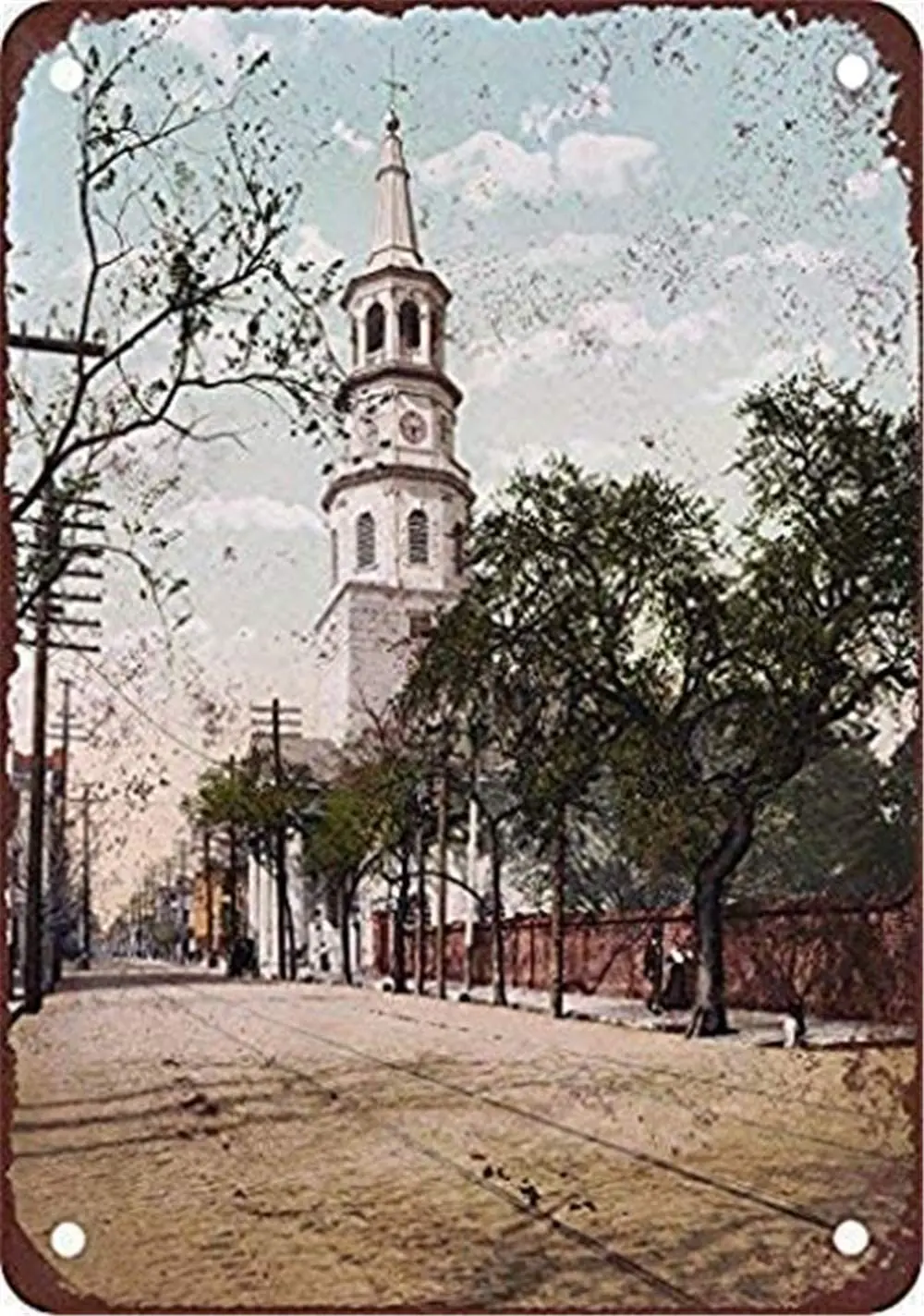 

St. Michael's Church Charleston Novelty Funny Tin Sign Vintage Look Sign Metal Plaques for Kitchen Bar Cafe Pub Farm Poster Ar