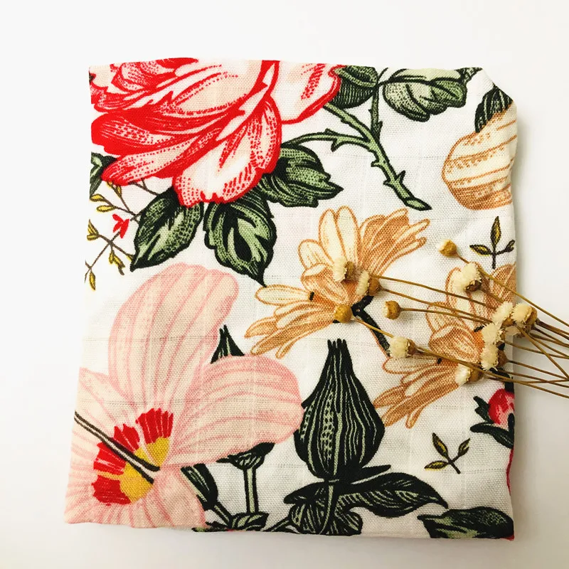flower bamboo Детское бамбуковое одеяло из органического хлопка для новорожденных, муслиновое Пеленальное полотенце для кормления - Цвет: flower bamboo