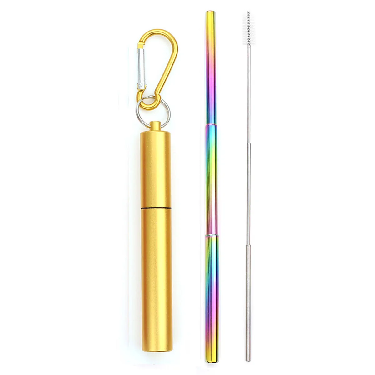 

Cocktail Stainless Steel Drinking Straws Telescopic Metal Straw With Brush Portable Storage Bag Outdoor Reusable Straws