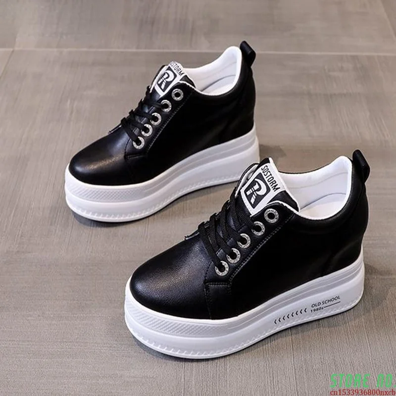 

Кроссовки женские на платформе 8 см, удобная дышащая повседневная обувь, на каблуке, белые, на осень