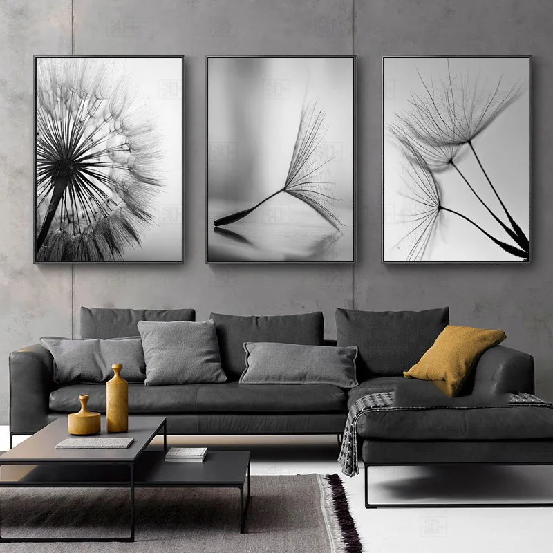 

Dandelion Flower Canvas Painting Modern Black White Art Pictures For Home Decoration Living Room Abstract Wall Poster No Frame
