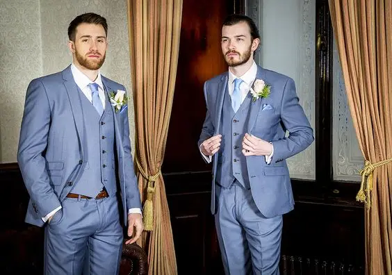 

Новинка, модные мужские костюмы, пиджак с заостренным воротником, облегающие мужские костюмы, мужской костюм для жениха, свадебный костюм, 3 ...