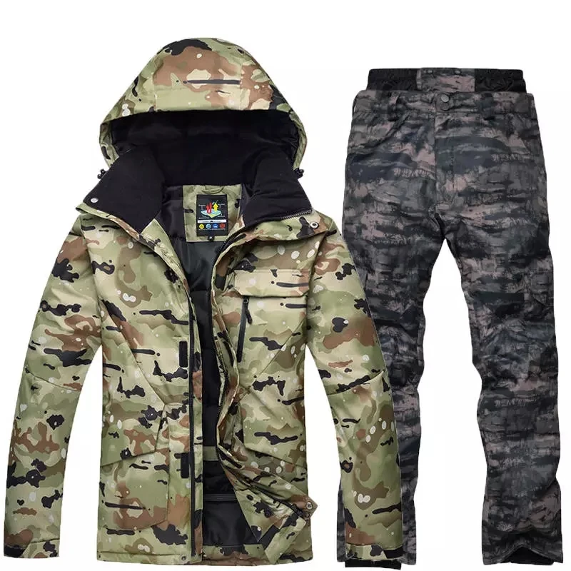 

Camouflage Winter Ski Suit For Men Waterproof Snowboarding Suit Windproof Warmth Skiing Ski Jacket Pants Snow Clothes Trousers