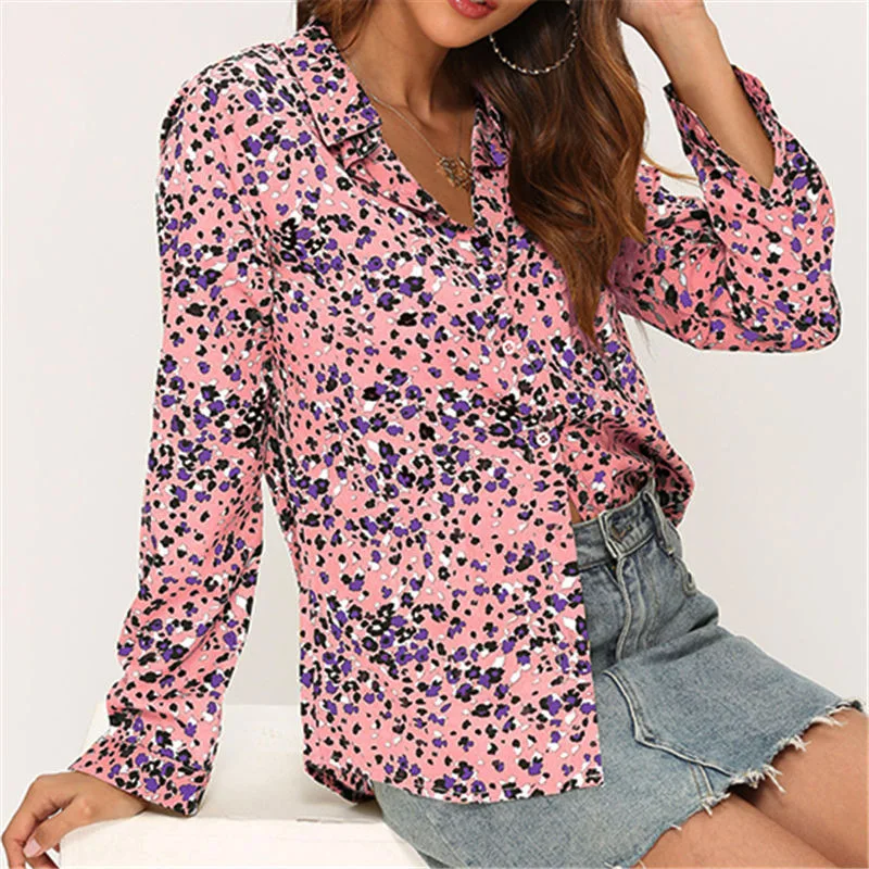 Autumn Chiffon Print Blouse Long Sleeves Women Sleeve Floral Tops Ladies Blouses Casual Blusa Plus Size |